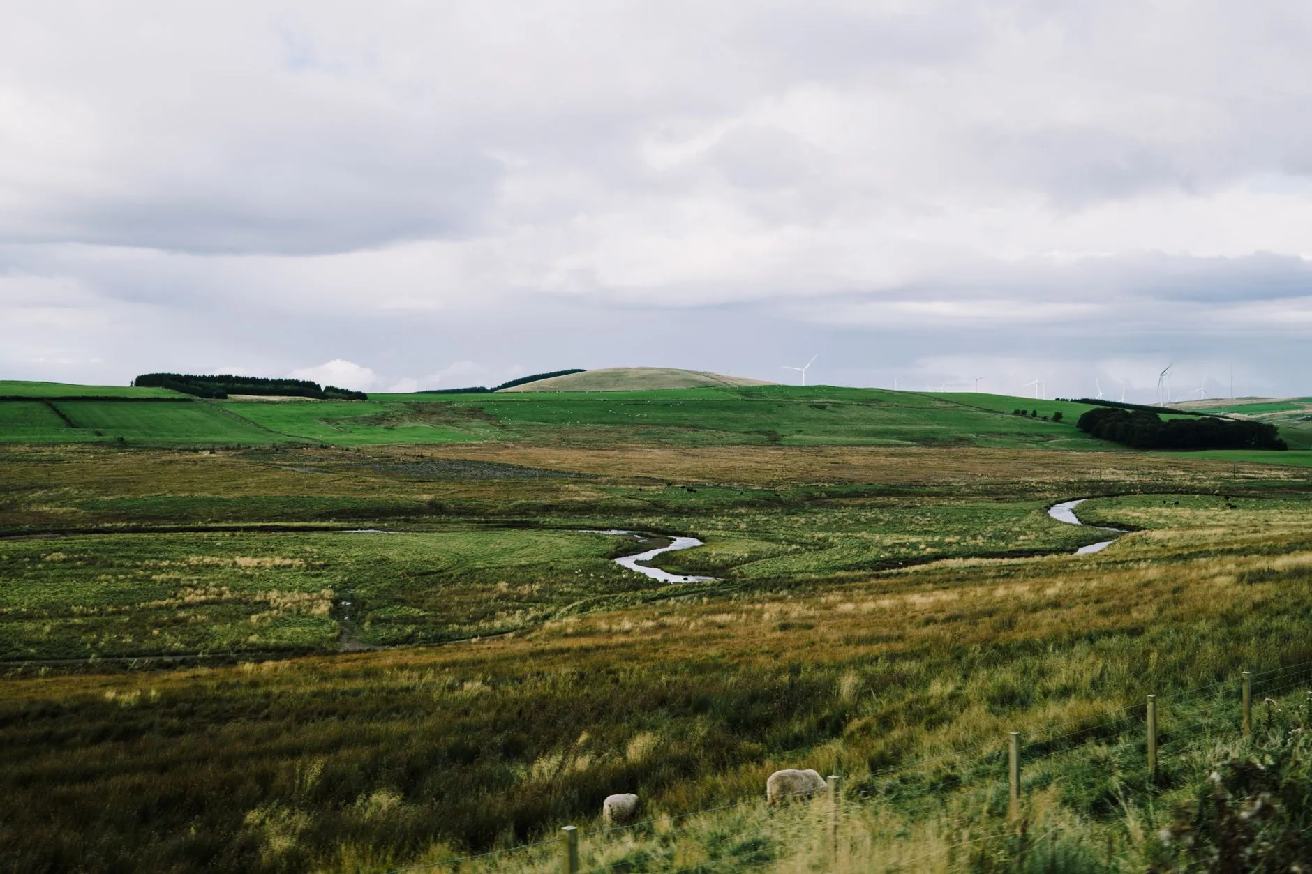 Wind turbines in open UK countryside
